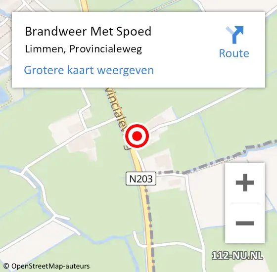 Locatie op kaart van de 112 melding: Brandweer Met Spoed Naar Limmen, Provincialeweg op 10 augustus 2015 14:11