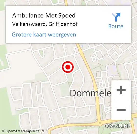 Locatie op kaart van de 112 melding: Ambulance Met Spoed Naar Valkenswaard, Griffioenhof op 10 augustus 2015 14:15