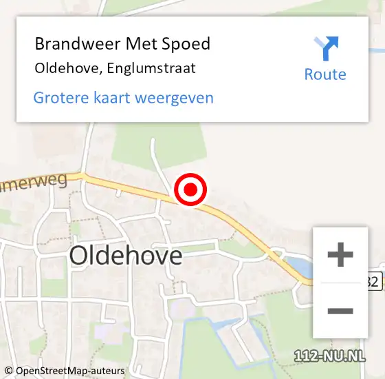 Locatie op kaart van de 112 melding: Brandweer Met Spoed Naar Oldehove, Englumstraat op 10 augustus 2015 15:57