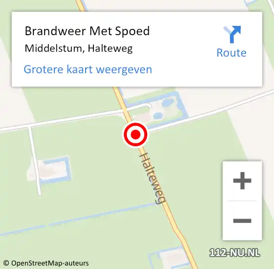 Locatie op kaart van de 112 melding: Brandweer Met Spoed Naar Middelstum, Halteweg op 10 augustus 2015 16:20