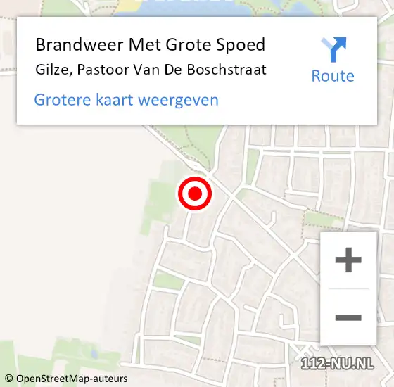 Locatie op kaart van de 112 melding: Brandweer Met Grote Spoed Naar Gilze, Pastoor Van De Boschstraat op 10 augustus 2015 16:29