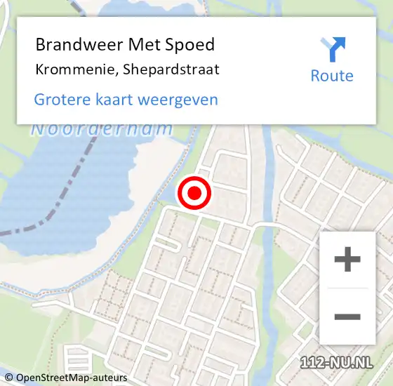 Locatie op kaart van de 112 melding: Brandweer Met Spoed Naar Krommenie, Shepardstraat op 10 augustus 2015 17:14