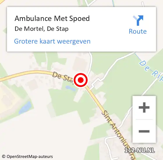 Locatie op kaart van de 112 melding: Ambulance Met Spoed Naar De Mortel, De Stap op 10 augustus 2015 17:24