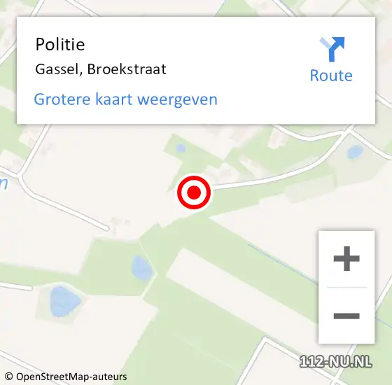 Locatie op kaart van de 112 melding: Politie Gassel, Broekstraat op 10 augustus 2015 17:56