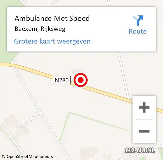 Locatie op kaart van de 112 melding: Ambulance Met Spoed Naar Baexem, Rijksweg op 16 november 2013 22:39