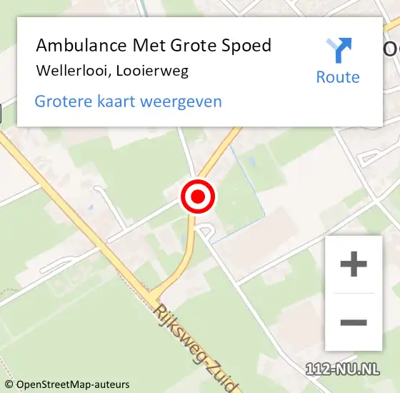 Locatie op kaart van de 112 melding: Ambulance Met Grote Spoed Naar Wellerlooi, Looierweg op 10 augustus 2015 18:24