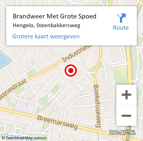 Locatie op kaart van de 112 melding: Brandweer Met Grote Spoed Naar Hengelo, Steenbakkersweg op 10 augustus 2015 18:52