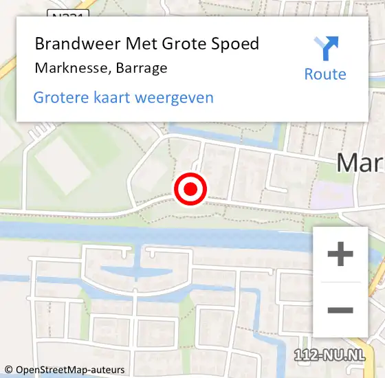 Locatie op kaart van de 112 melding: Brandweer Met Grote Spoed Naar Marknesse, Barrage op 10 augustus 2015 19:59