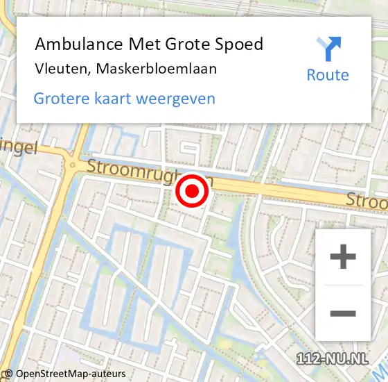 Locatie op kaart van de 112 melding: Ambulance Met Grote Spoed Naar Vleuten, Maskerbloemlaan op 10 augustus 2015 21:19