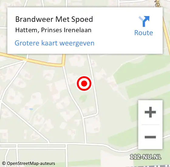 Locatie op kaart van de 112 melding: Brandweer Met Spoed Naar Hattem, Prinses Irenelaan op 10 augustus 2015 23:08