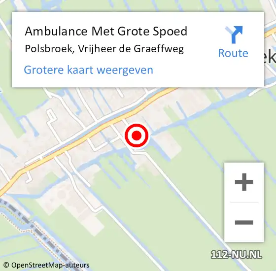 Locatie op kaart van de 112 melding: Ambulance Met Grote Spoed Naar Polsbroek, Vrijheer de Graeffweg op 11 augustus 2015 01:00