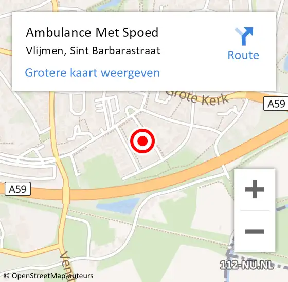 Locatie op kaart van de 112 melding: Ambulance Met Spoed Naar Vlijmen, Sint Barbarastraat op 11 augustus 2015 01:13