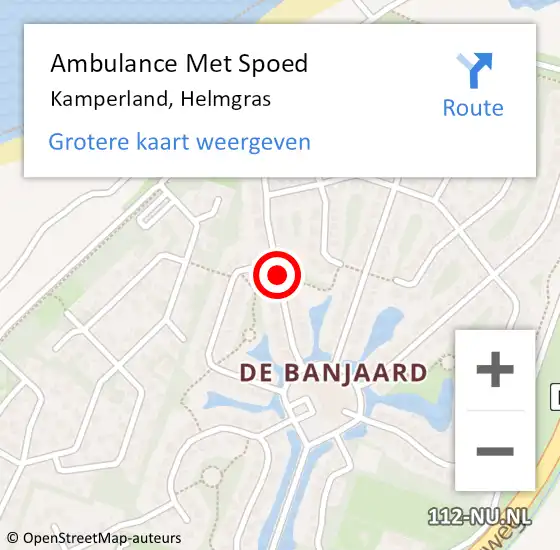 Locatie op kaart van de 112 melding: Ambulance Met Spoed Naar Kamperland, Helmgras op 11 augustus 2015 08:48