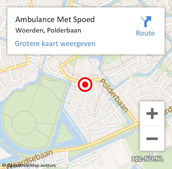 Locatie op kaart van de 112 melding: Ambulance Met Spoed Naar Woerden, Polderbaan op 11 augustus 2015 10:17