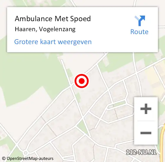 Locatie op kaart van de 112 melding: Ambulance Met Spoed Naar Haaren, Vogelenzang op 11 augustus 2015 11:21