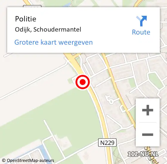 Locatie op kaart van de 112 melding: Politie Odijk, Schoudermantel op 11 augustus 2015 11:45
