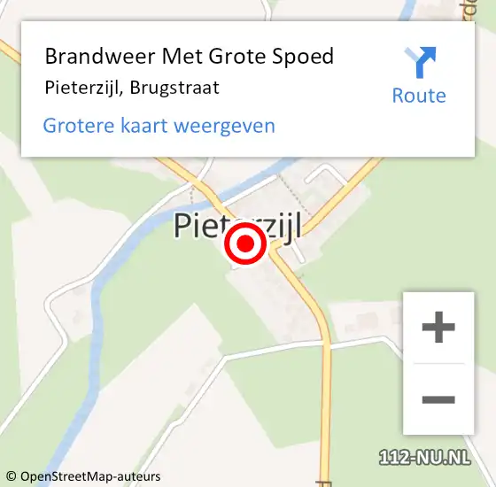 Locatie op kaart van de 112 melding: Brandweer Met Grote Spoed Naar Pieterzijl, Brugstraat op 11 augustus 2015 12:11