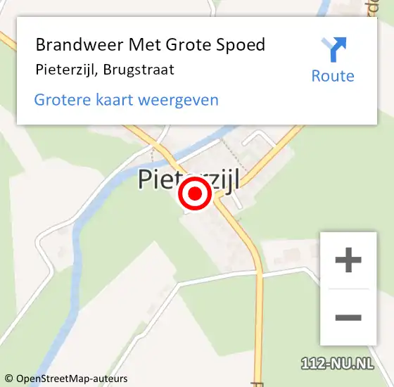 Locatie op kaart van de 112 melding: Brandweer Met Grote Spoed Naar Pieterzijl, Brugstraat op 11 augustus 2015 12:12