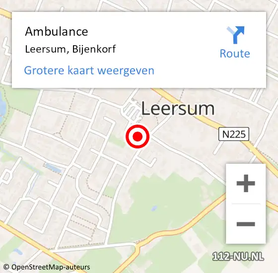 Locatie op kaart van de 112 melding: Ambulance Leersum, Bijenkorf op 11 augustus 2015 12:12