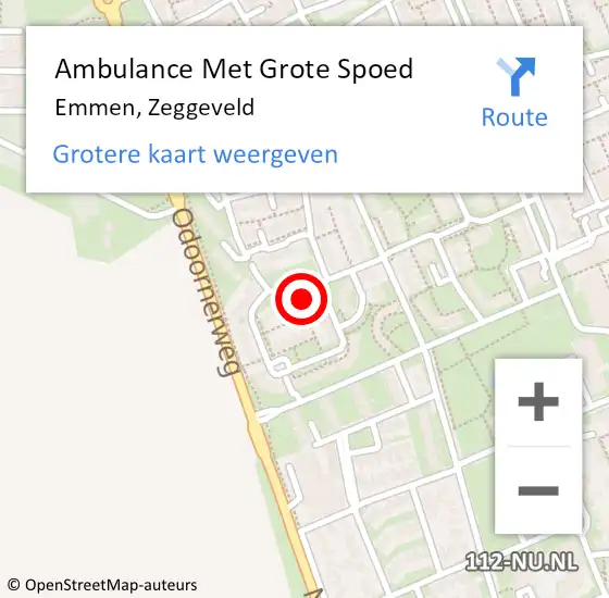 Locatie op kaart van de 112 melding: Ambulance Met Grote Spoed Naar Emmen, Zeggeveld op 17 november 2013 00:39