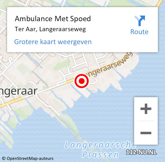 Locatie op kaart van de 112 melding: Ambulance Met Spoed Naar Ter Aar, Langeraarseweg op 11 augustus 2015 13:28