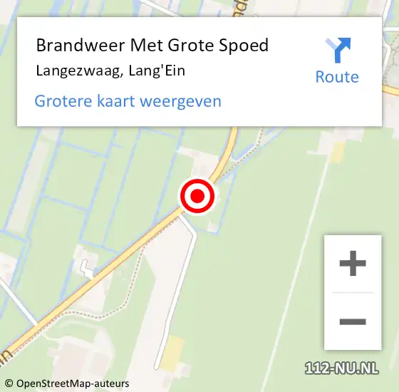 Locatie op kaart van de 112 melding: Brandweer Met Grote Spoed Naar Langezwaag, Lang'Ein op 17 november 2013 00:44