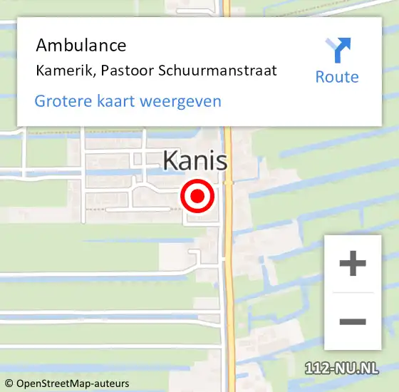 Locatie op kaart van de 112 melding: Ambulance Kamerik, Pastoor Schuurmanstraat op 11 augustus 2015 14:19