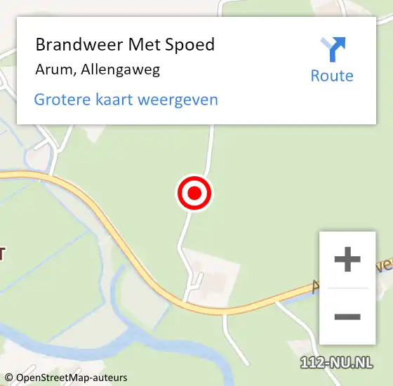 Locatie op kaart van de 112 melding: Brandweer Met Spoed Naar Arum, Allengaweg op 13 september 2013 05:12