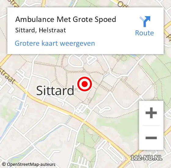 Locatie op kaart van de 112 melding: Ambulance Met Grote Spoed Naar Sittard, Helstraat op 11 augustus 2015 14:25