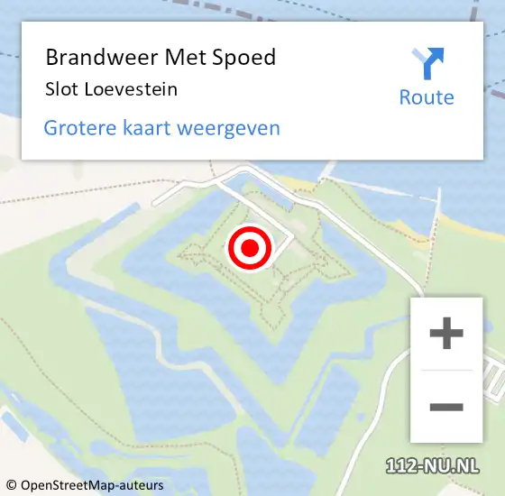 Locatie op kaart van de 112 melding: Brandweer Met Spoed Naar Slot Loevestein op 11 augustus 2015 14:30