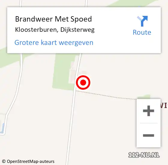 Locatie op kaart van de 112 melding: Brandweer Met Spoed Naar Kloosterburen, Dijksterweg op 11 augustus 2015 14:38