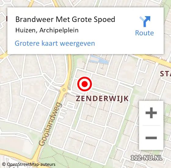 Locatie op kaart van de 112 melding: Brandweer Met Grote Spoed Naar Huizen, Archipelplein op 11 augustus 2015 14:40