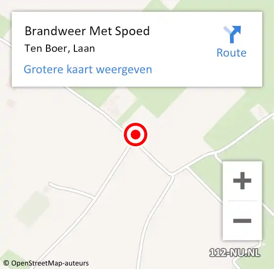 Locatie op kaart van de 112 melding: Brandweer Met Spoed Naar Ten Boer, Laan op 11 augustus 2015 15:01