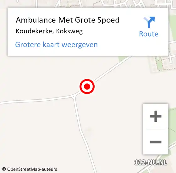 Locatie op kaart van de 112 melding: Ambulance Met Grote Spoed Naar Koudekerke, Koksweg op 11 augustus 2015 15:41