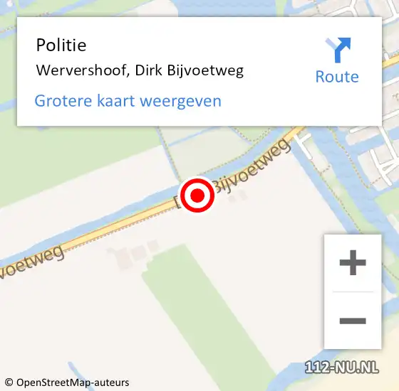 Locatie op kaart van de 112 melding: Politie Wervershoof, Dirk Bijvoetweg op 11 augustus 2015 17:05