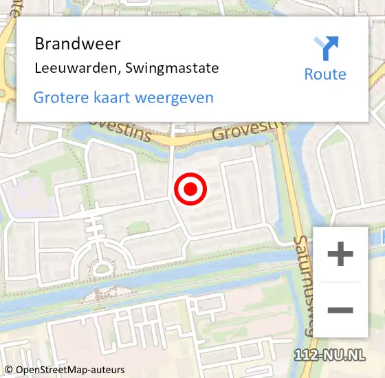 Locatie op kaart van de 112 melding: Brandweer Leeuwarden, Swingmastate op 11 augustus 2015 17:45