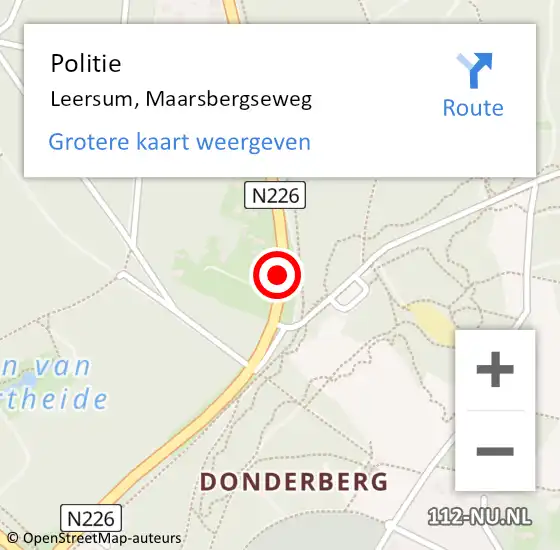 Locatie op kaart van de 112 melding: Politie Leersum, Maarsbergseweg op 11 augustus 2015 18:11