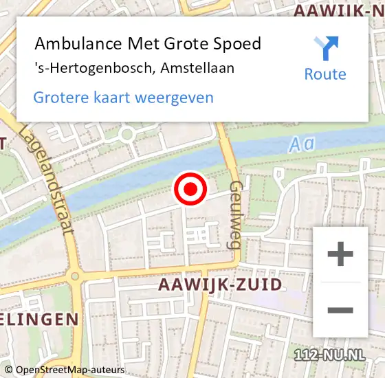 Locatie op kaart van de 112 melding: Ambulance Met Grote Spoed Naar 's-Hertogenbosch, Amstellaan op 11 augustus 2015 18:32