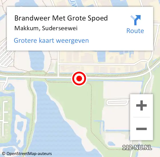 Locatie op kaart van de 112 melding: Brandweer Met Grote Spoed Naar Makkum, Suderseewei op 11 augustus 2015 18:42