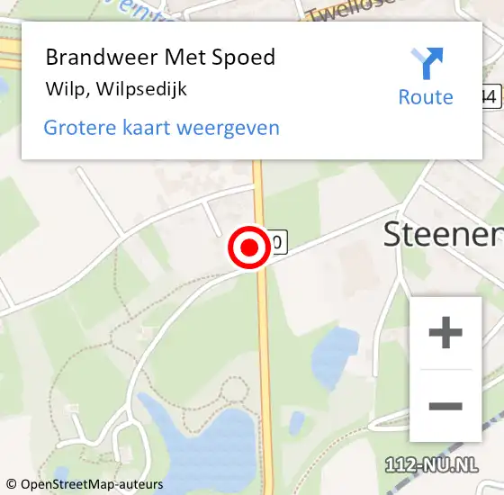 Locatie op kaart van de 112 melding: Brandweer Met Spoed Naar Wilp, Wilpsedijk op 11 augustus 2015 19:16