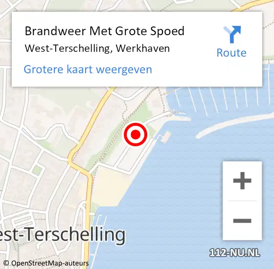 Locatie op kaart van de 112 melding: Brandweer Met Grote Spoed Naar West-Terschelling, Werkhaven op 11 augustus 2015 19:38