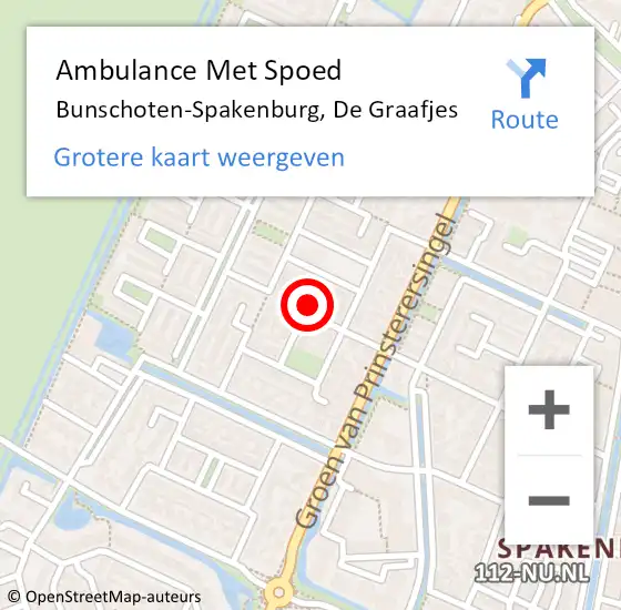 Locatie op kaart van de 112 melding: Ambulance Met Spoed Naar Bunschoten-Spakenburg, De Graafjes op 11 augustus 2015 19:49