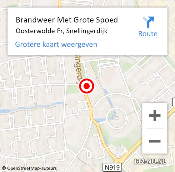 Locatie op kaart van de 112 melding: Brandweer Met Grote Spoed Naar Oosterwolde Fr, Snellingerdijk op 17 november 2013 02:00