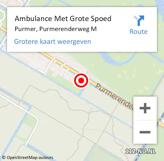 Locatie op kaart van de 112 melding: Ambulance Met Grote Spoed Naar Purmer, Purmerenderweg M op 11 augustus 2015 21:46