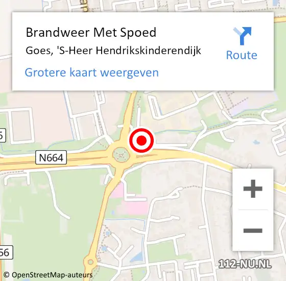 Locatie op kaart van de 112 melding: Brandweer Met Spoed Naar Goes, 'S-Heer Hendrikskinderendijk op 17 november 2013 02:12