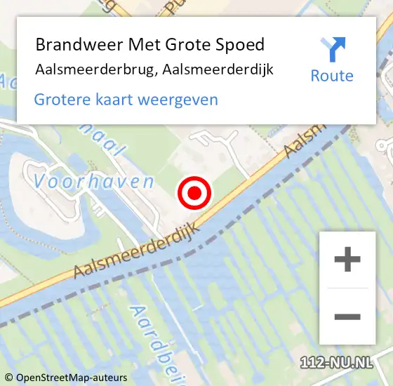 Locatie op kaart van de 112 melding: Brandweer Met Grote Spoed Naar Aalsmeerderbrug, Aalsmeerderdijk op 11 augustus 2015 22:39