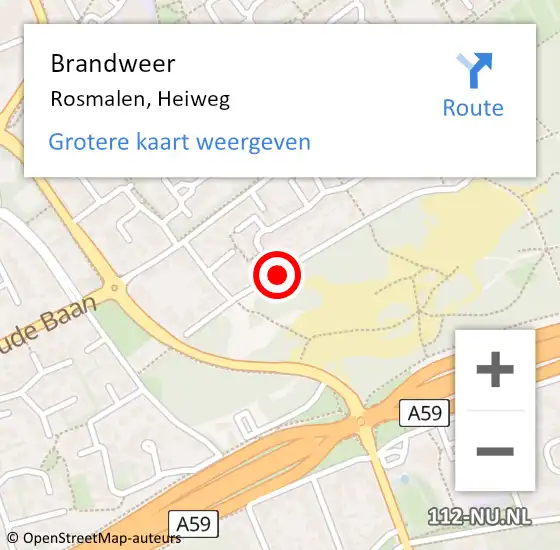 Locatie op kaart van de 112 melding: Brandweer Rosmalen, Heiweg op 11 augustus 2015 22:53