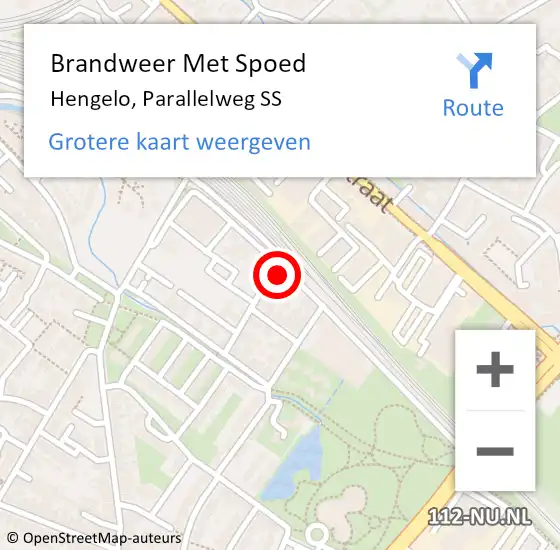 Locatie op kaart van de 112 melding: Brandweer Met Spoed Naar Hengelo, Parallelweg SS op 12 augustus 2015 01:02