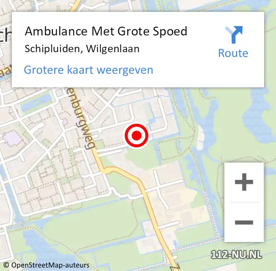 Locatie op kaart van de 112 melding: Ambulance Met Grote Spoed Naar Schipluiden, Wilgenlaan op 12 augustus 2015 03:37