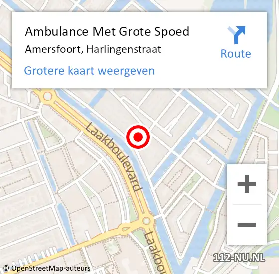 Locatie op kaart van de 112 melding: Ambulance Met Grote Spoed Naar Amersfoort, Harlingenstraat op 12 augustus 2015 03:38